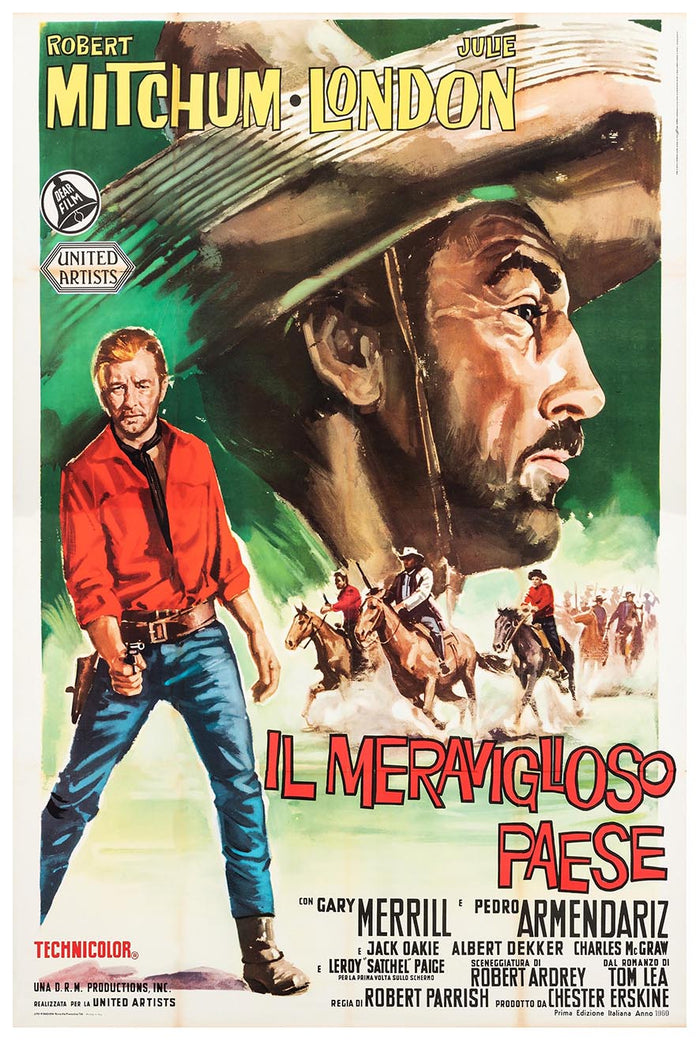 The Wonderful Country 1959 - Italian - Robert Mitchum - Vintage Classic Movie Poster