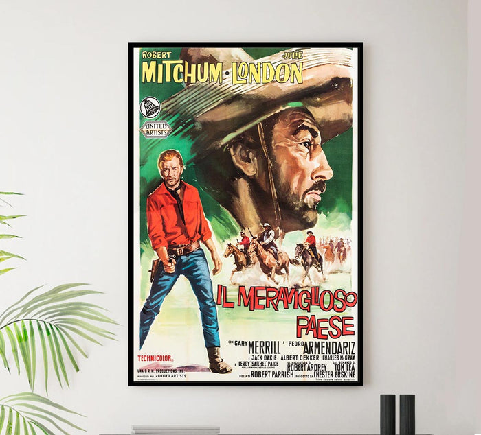 The Wonderful Country 1959 - Italian - Robert Mitchum - Vintage Classic Movie Poster