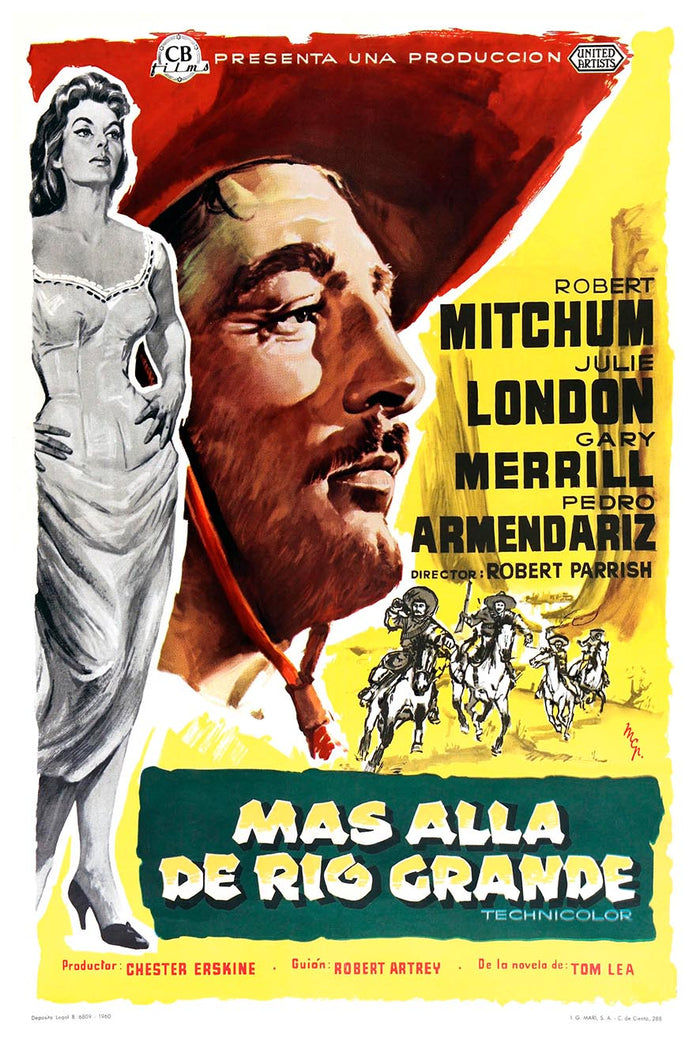 The Wonderful Country 1959 - Spanish - Robert Mitchum - Vintage Classic Movie Poster