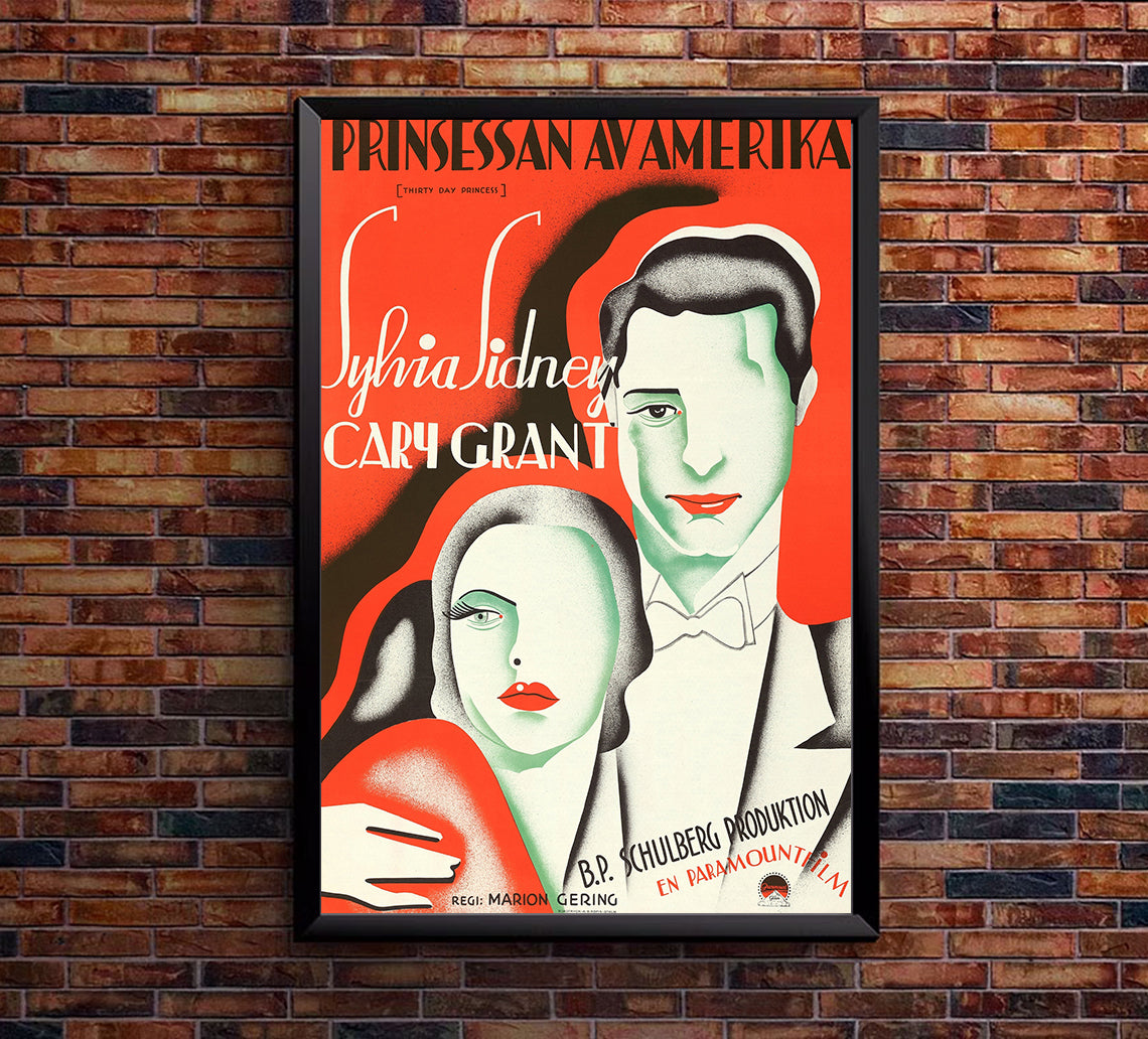 Thirty Day Princess 1934 - Cary Grant - Sweden - Classic Movie Poster