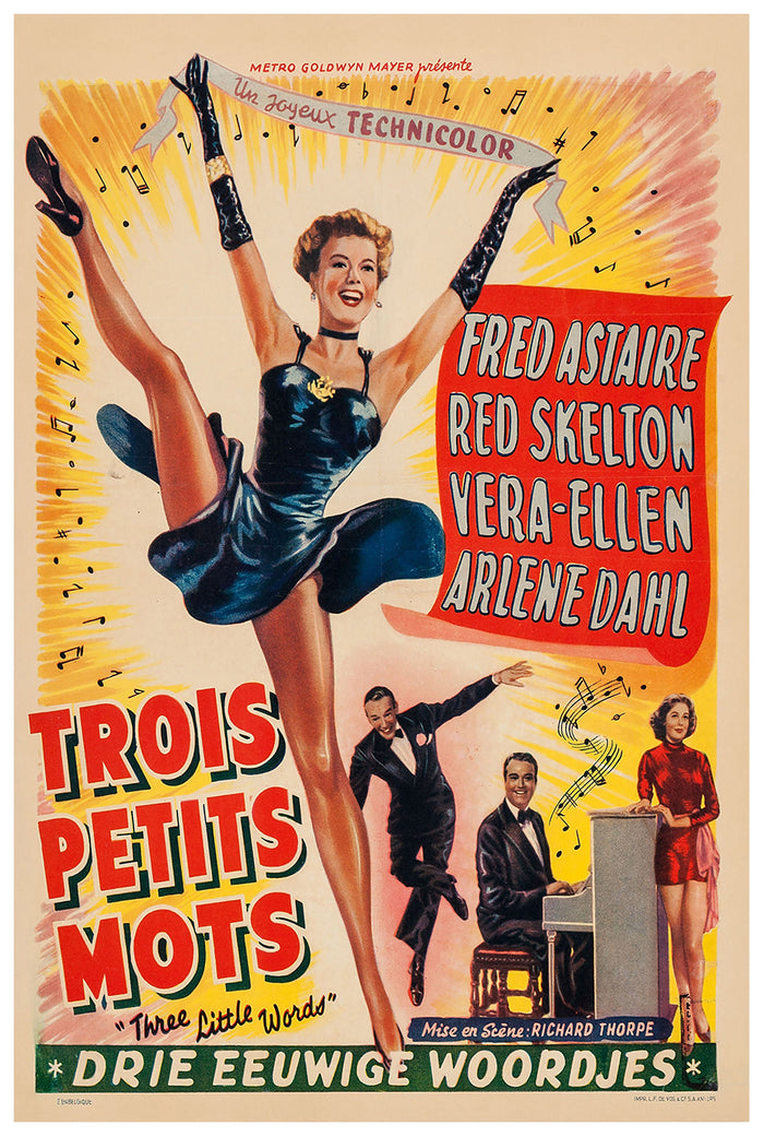 Three Little Words 1950 - Fred Astaire - Belgiun - Classic Movie Poster
