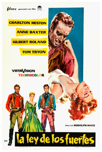 Three Violent People 1956 - Spanish - Charlton Heston - Vintage Classic Movie Poster
