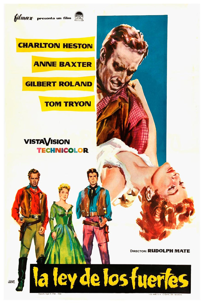 Three Violent People 1956 - Spanish - Charlton Heston - Vintage Classic Movie Poster