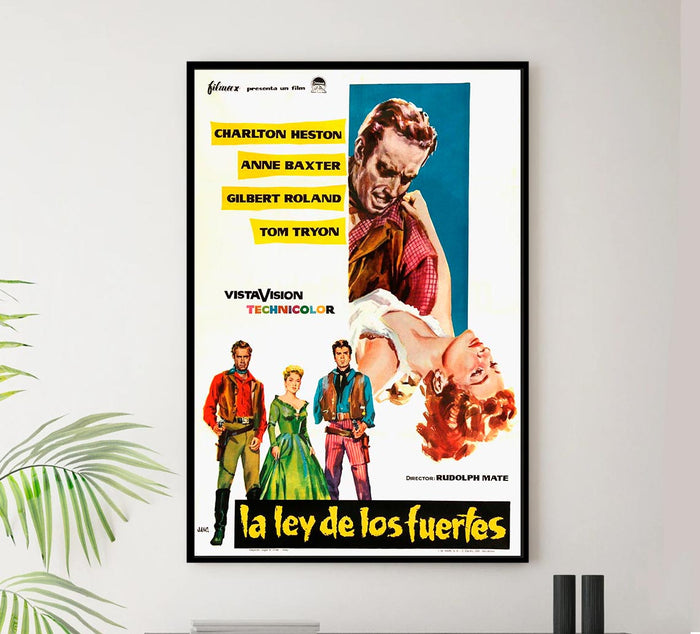 Three Violent People 1956 - Spanish - Charlton Heston - Vintage Classic Movie Poster
