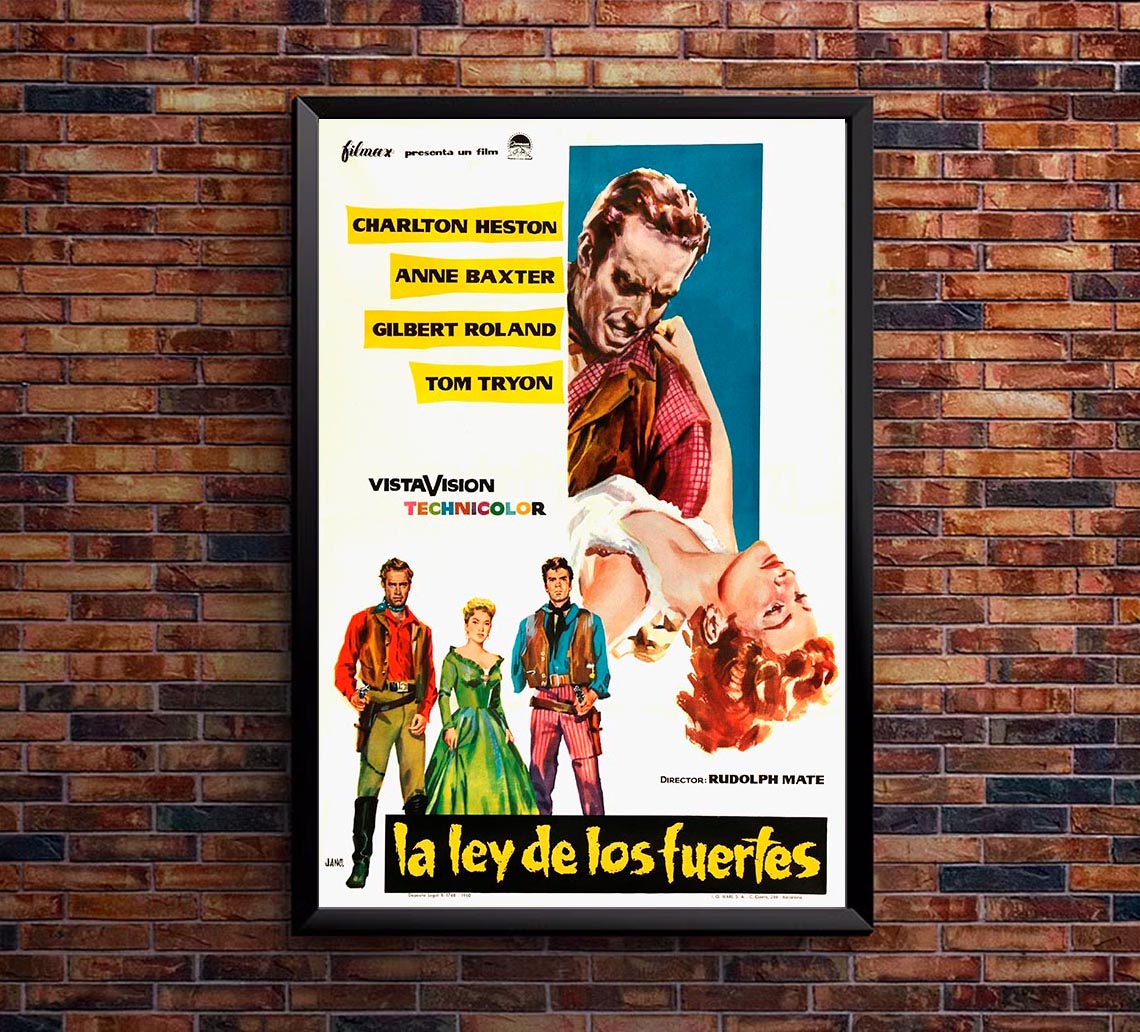 Three Violent People 1956 - Spanish - Charlton Heston - Vintage Classic Movie Poster