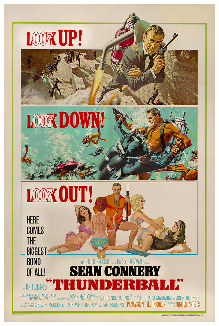 Thunderball 007 Movie Poster - Sean Connery - US Version #1  - James Bond