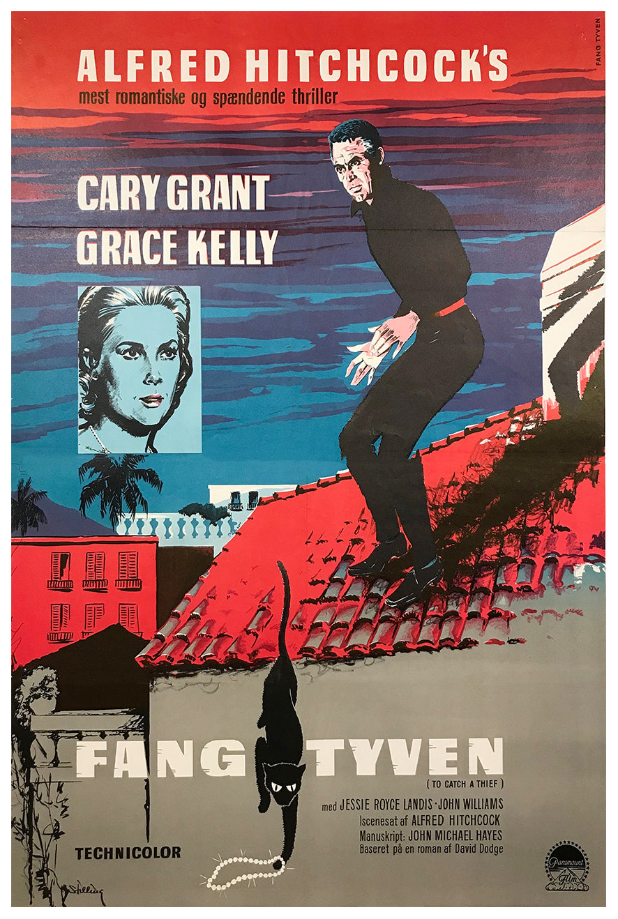To Catch a Thief 1955 - Cary Grant - Denmark - Classic Movie Poster