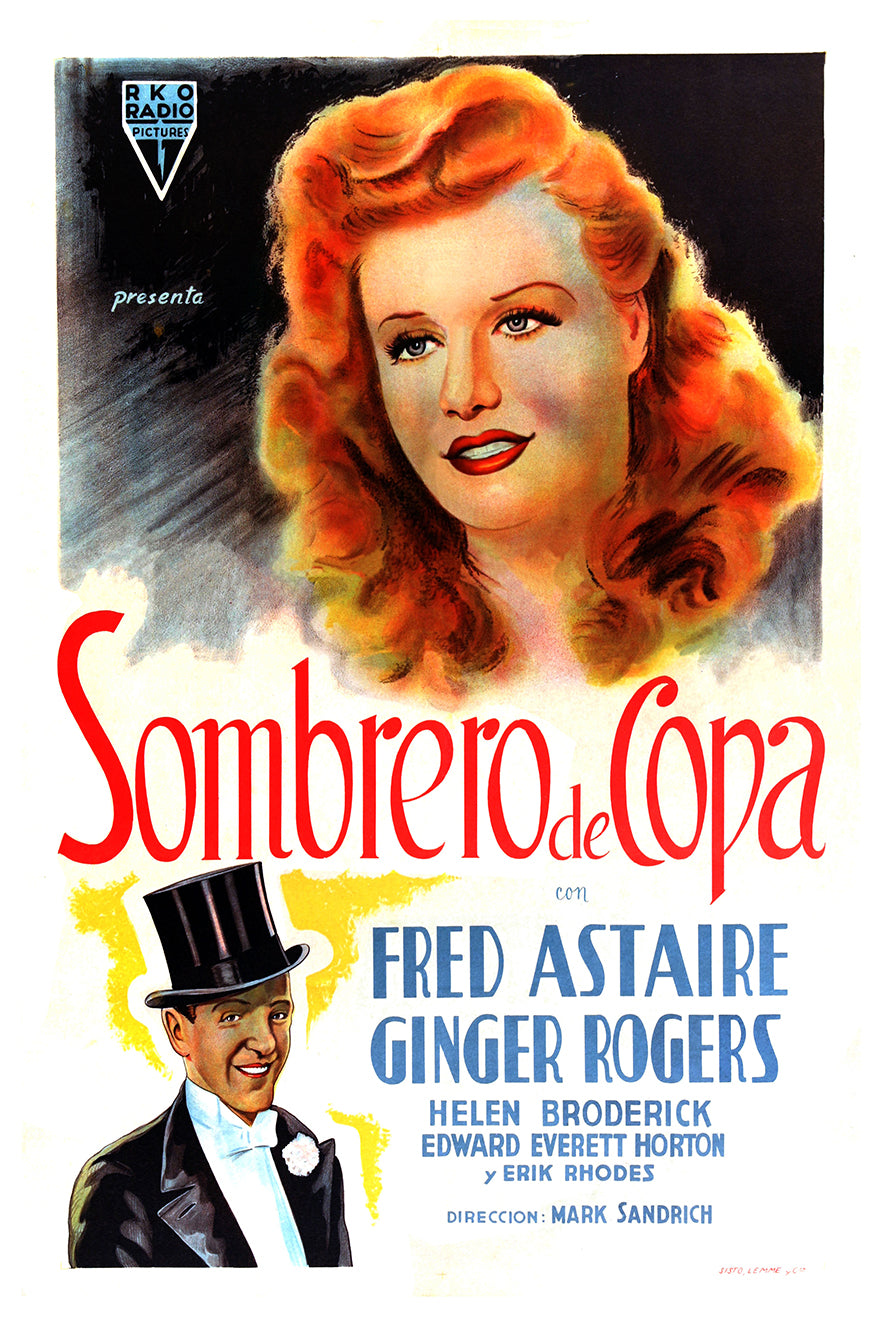 Top Hat 1935 - Fred Astaire - Aegentina - Classic Movie Poster