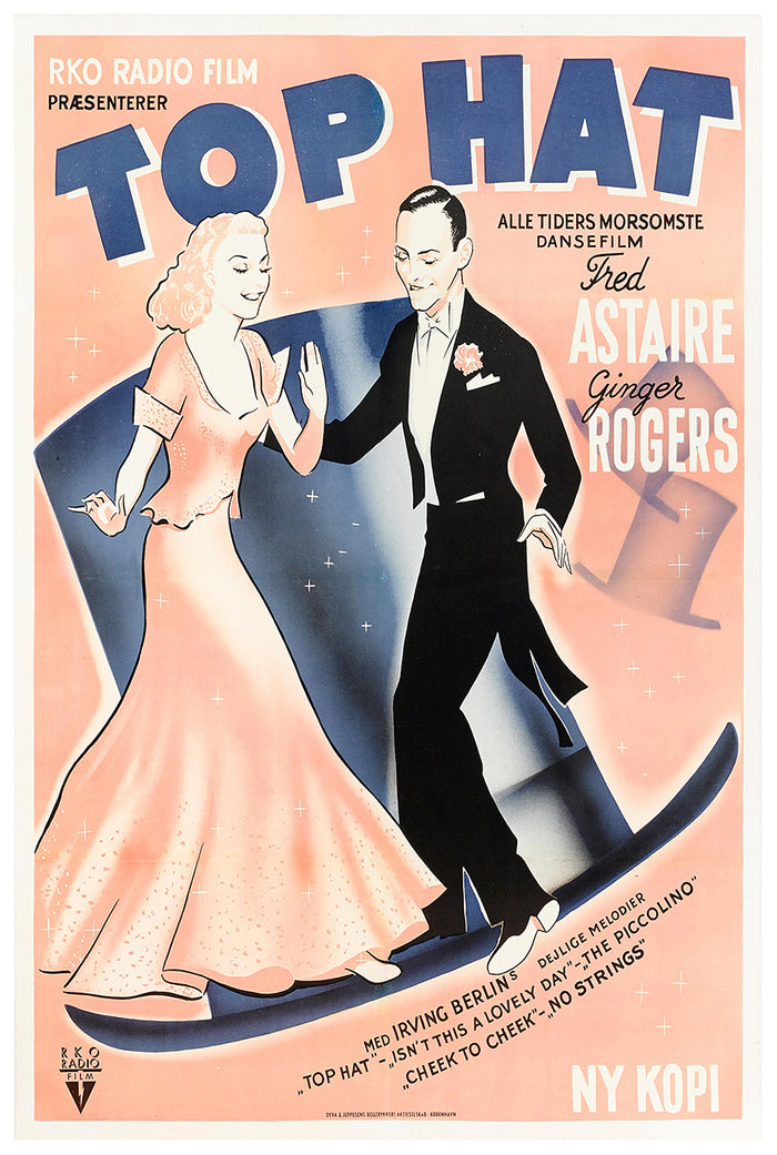 Top Hat 1935 - Fred Astaire - Denmark - Classic Movie Poster
