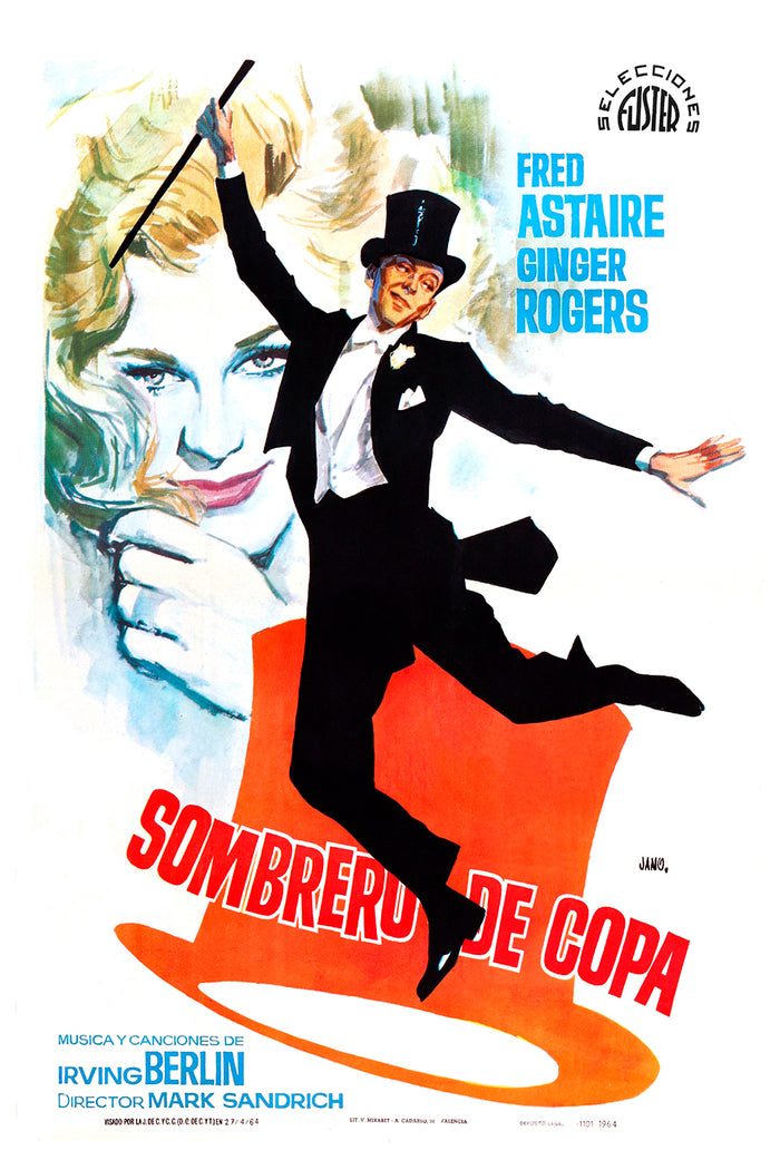 Top Hat 1935 - Fred Astaire - Spain - Classic Movie Poster