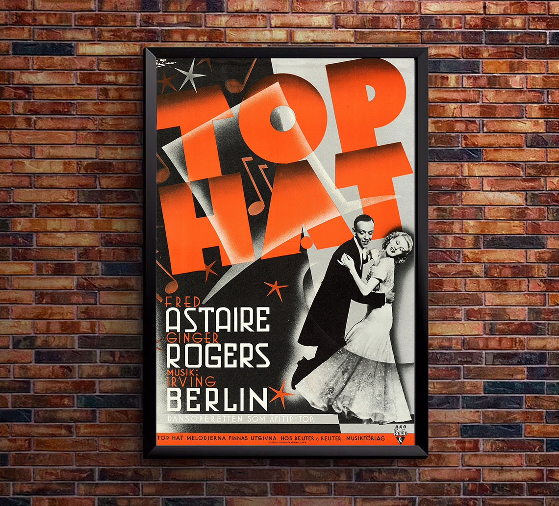 Top Hat 1935 - Fred Astaire - Sweden - Classic Movie Poster
