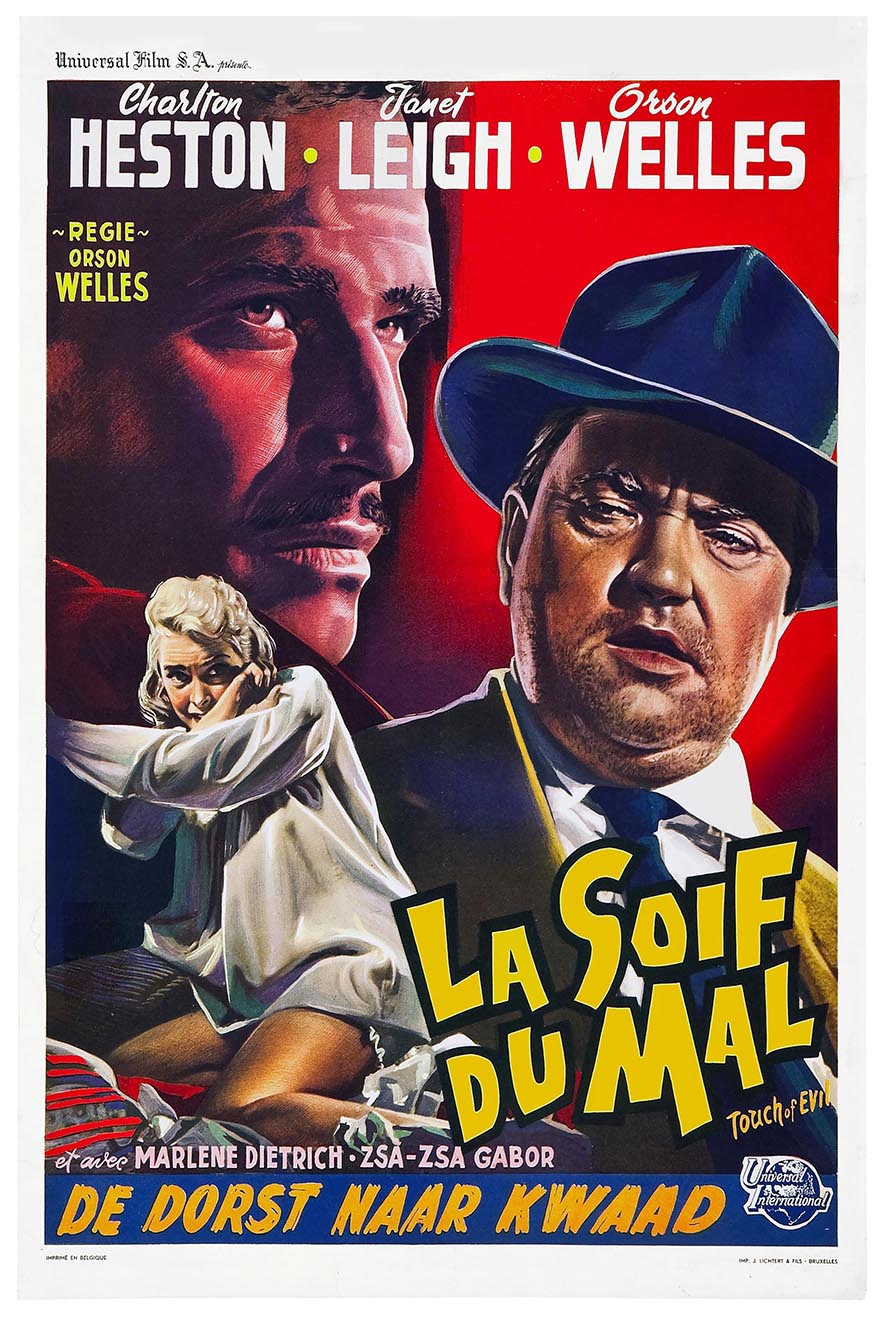 Touch of Evil 1958 - Belgium - Charlton Heston - Vintage Classic Movie Poster