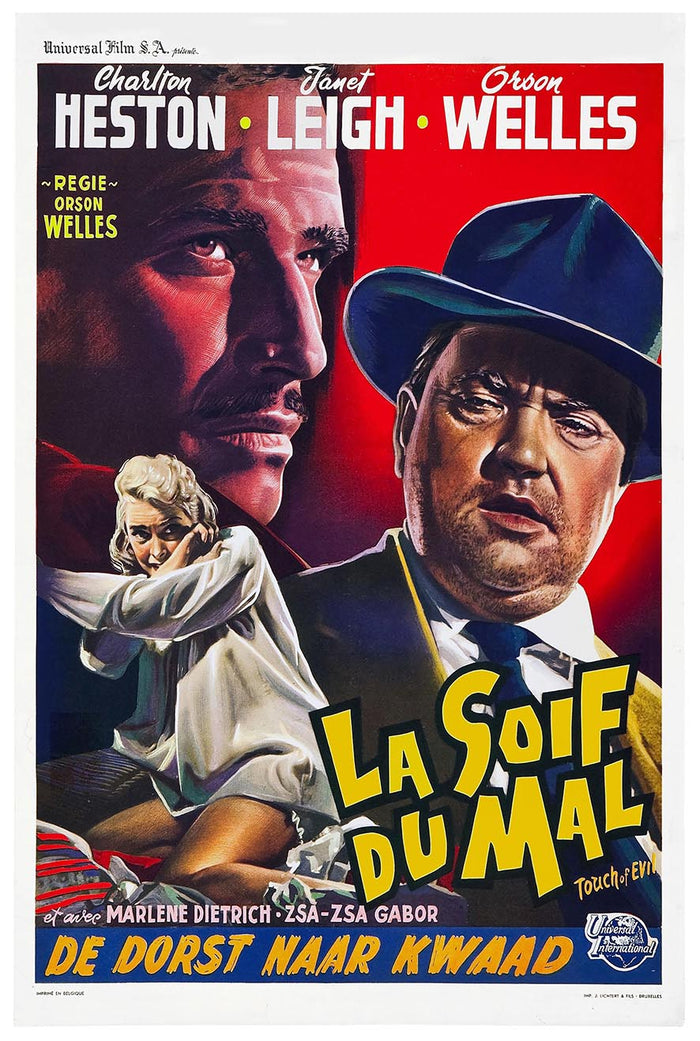 Touch of Evil 1958 - Belgium - Charlton Heston - Vintage Classic Movie Poster