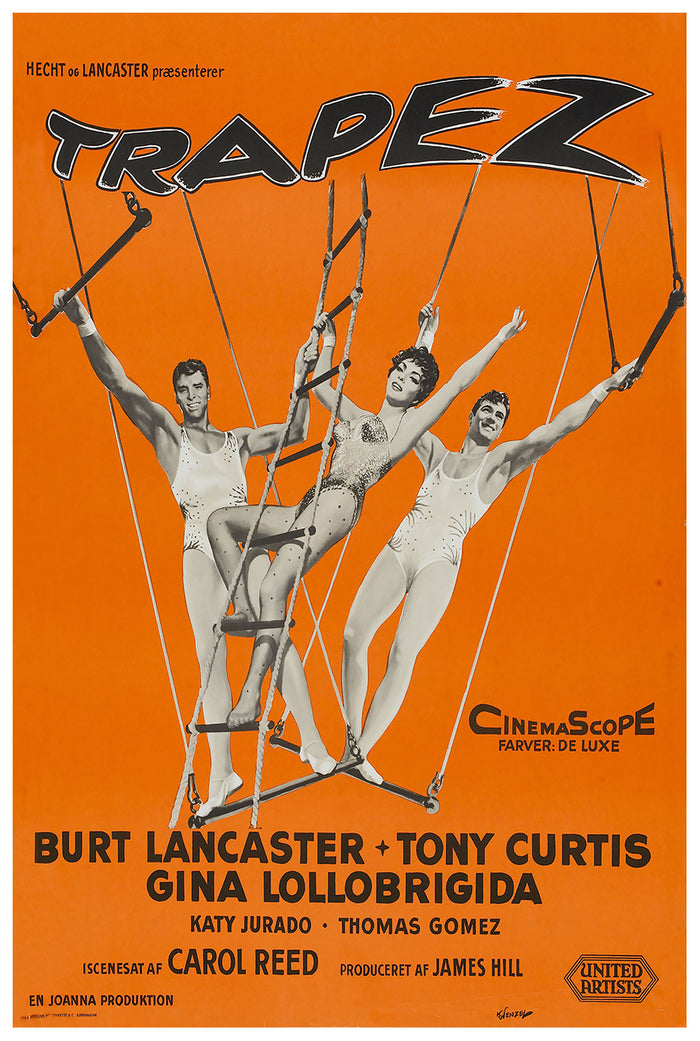 Trapeze 1956 - Burt Lancaster - Denmark - Classic Movie Poster