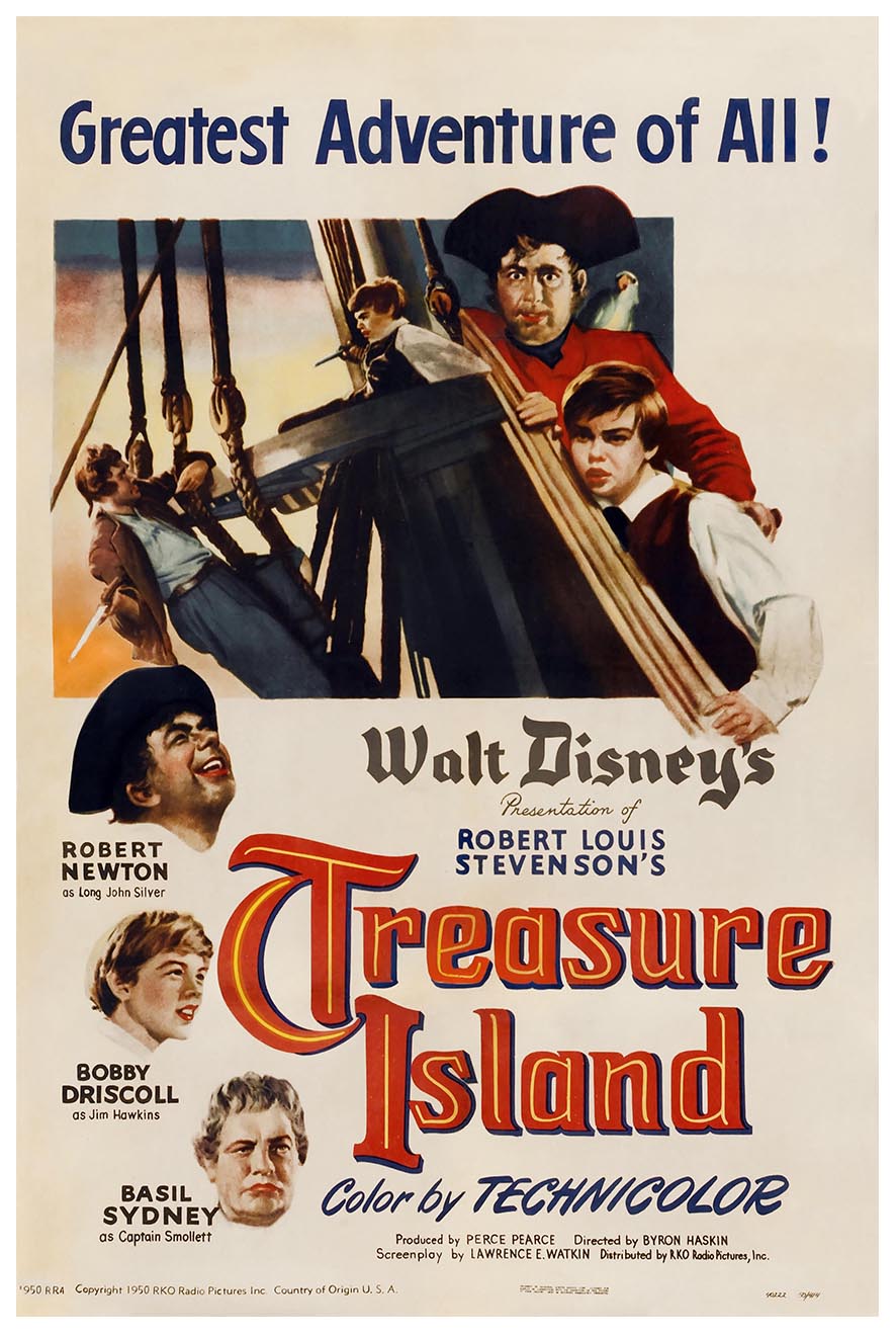 Treasure Island 1950 v1 - Vintage Pirate Classic Movie Poster