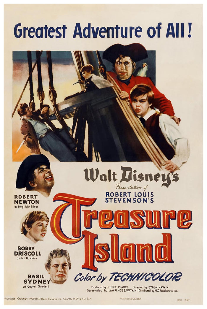 Treasure Island 1950 v1 - Vintage Pirate Classic Movie Poster