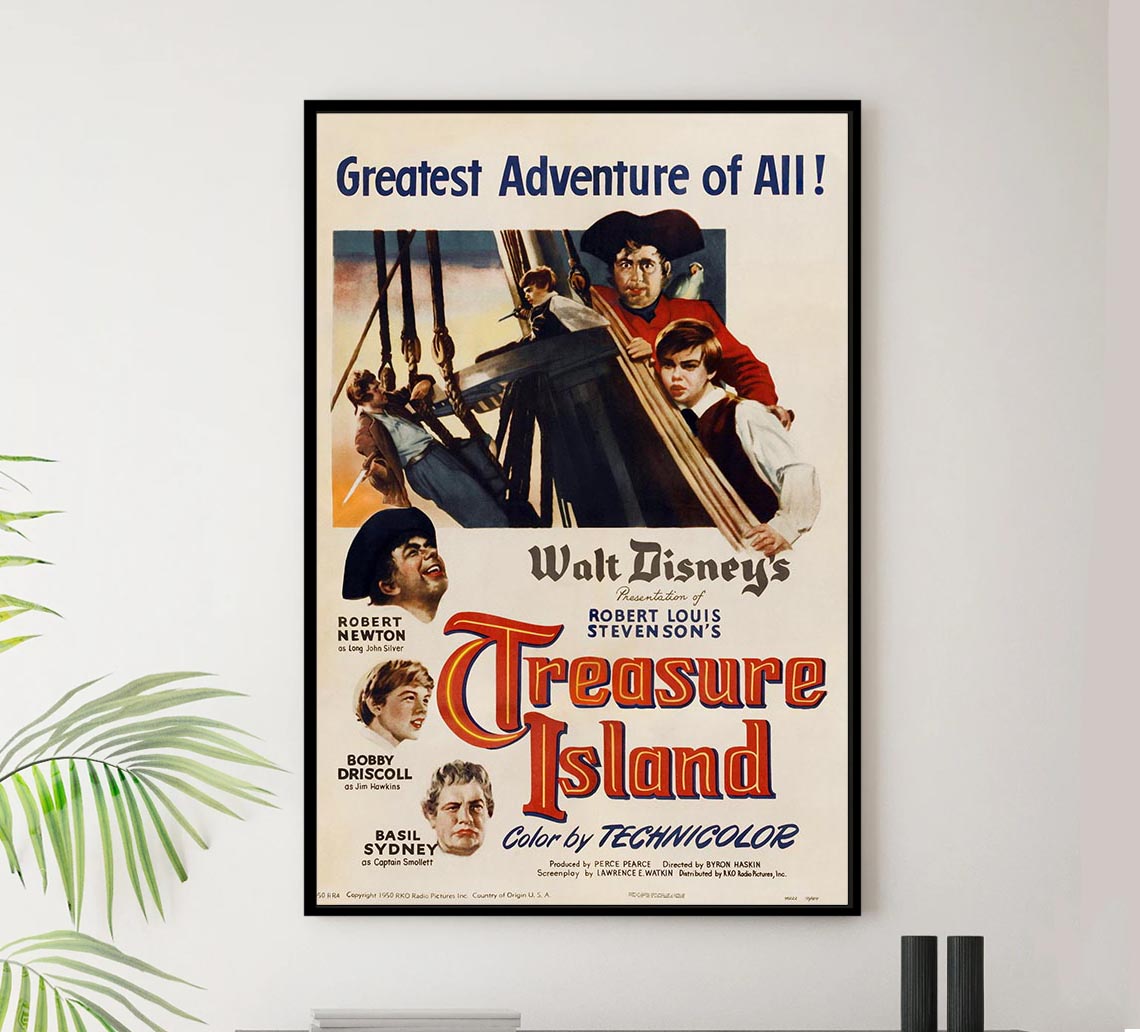 Treasure Island 1950 v1 - Vintage Pirate Classic Movie Poster
