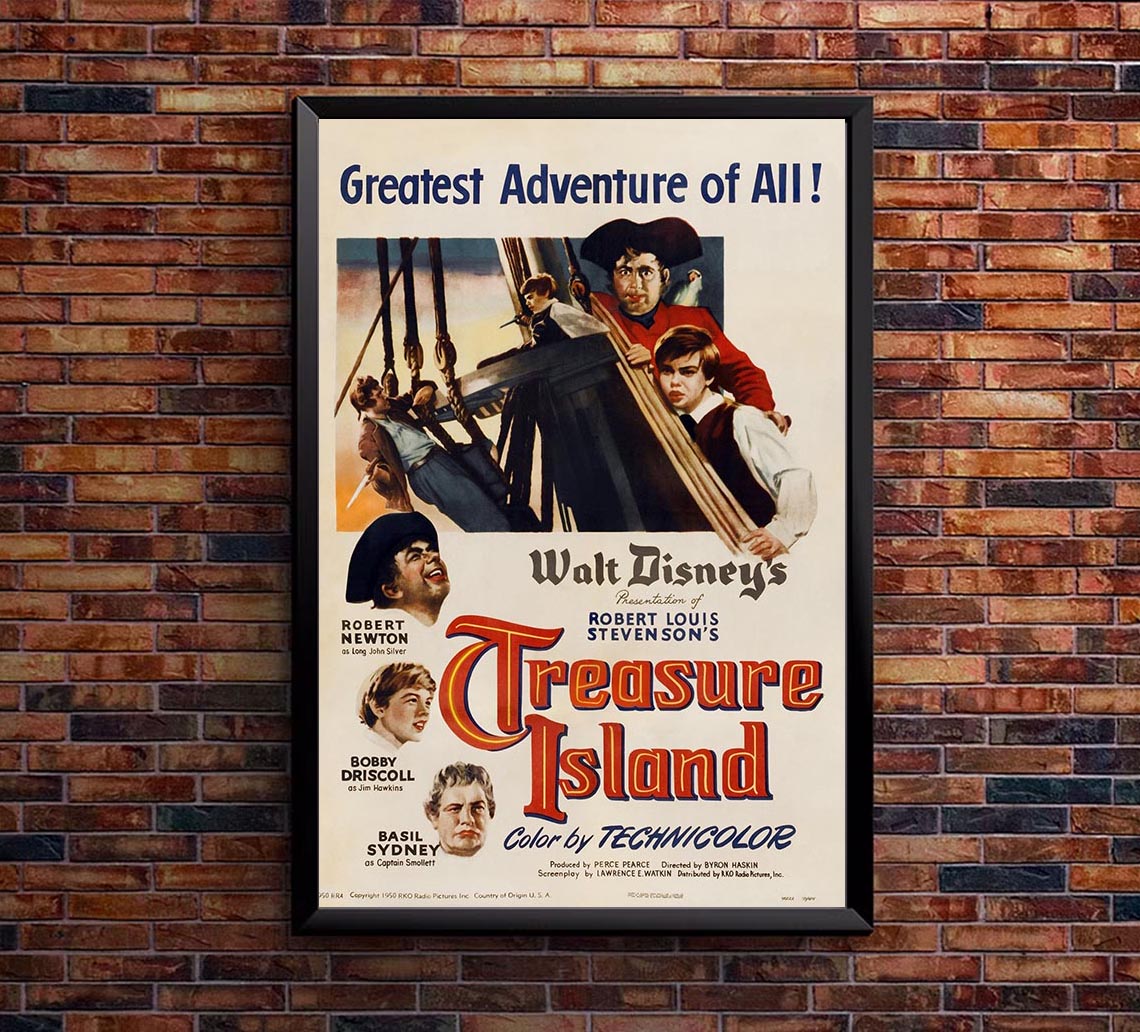Treasure Island 1950 v1 - Vintage Pirate Classic Movie Poster
