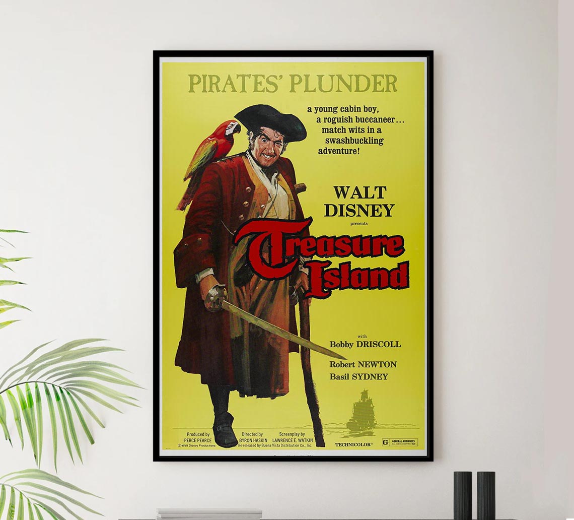 Treasure Island 1950 v2 - Vintage Pirate Classic Movie Poster