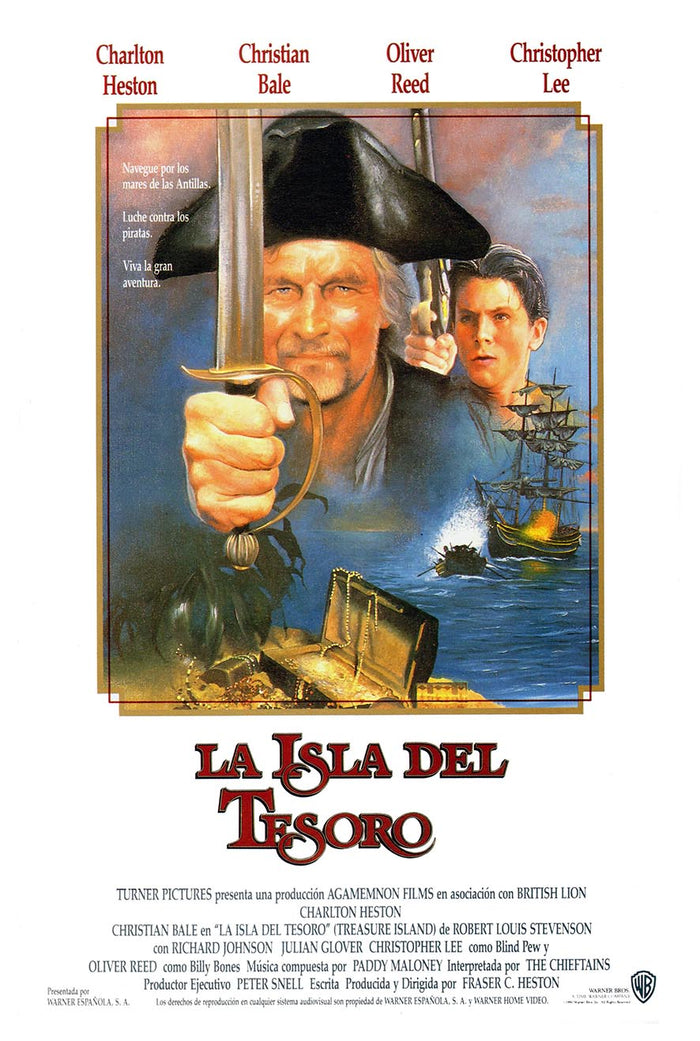 Treasure Island 1990 - Spanish - Vintage Pirate Classic Movie Poster