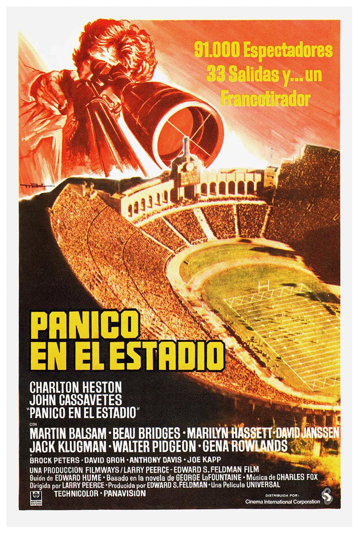 Two-Minute Warning 1976 - Spanish - Charlton Heston - Vintage Classic Movie Poster