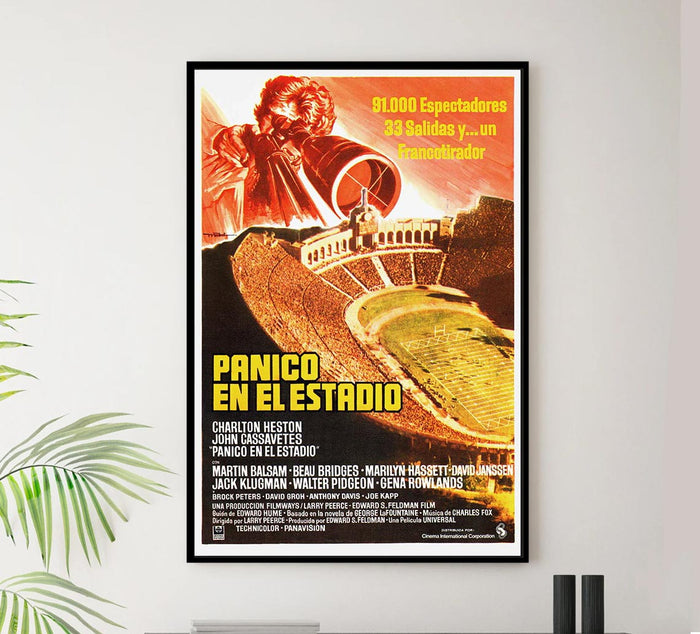 Two-Minute Warning 1976 - Spanish - Charlton Heston - Vintage Classic Movie Poster