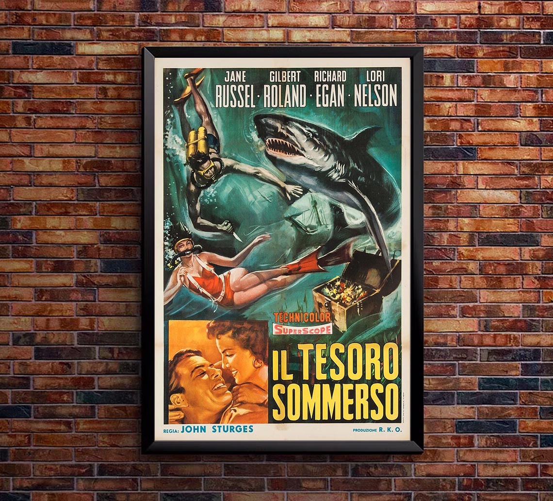 Underwater! 1955 - Italian - Vintage Classic Movie Poster