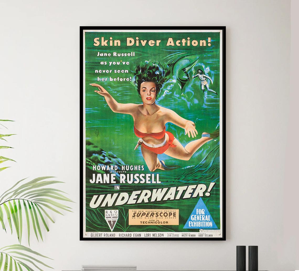 Underwater! 1955 - Vintage Classic Movie Poster