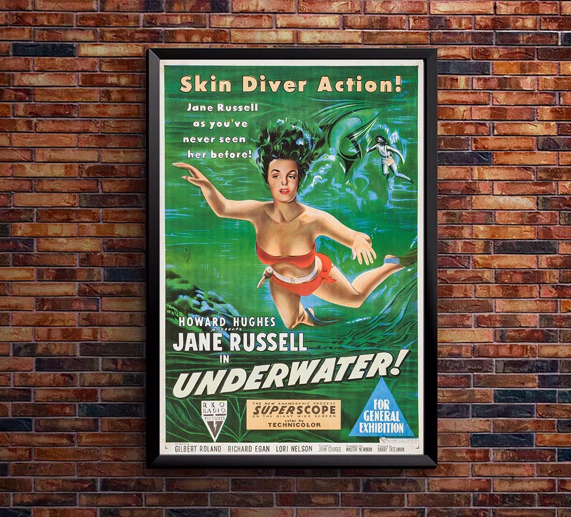 Underwater! 1955 - Vintage Classic Movie Poster
