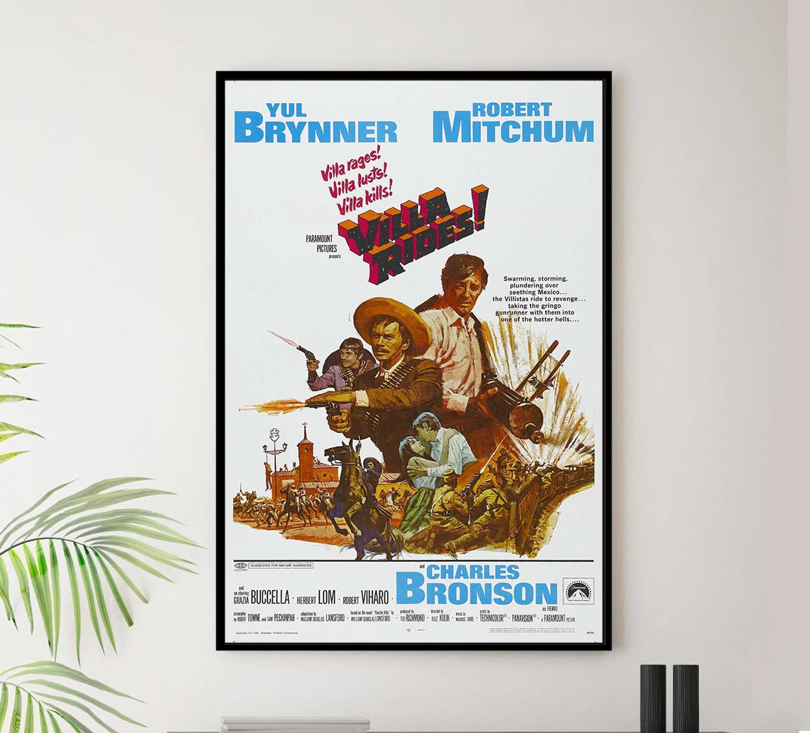 Villa Rides 1968 - Robert Mitchum - Vintage Classic Movie Poster