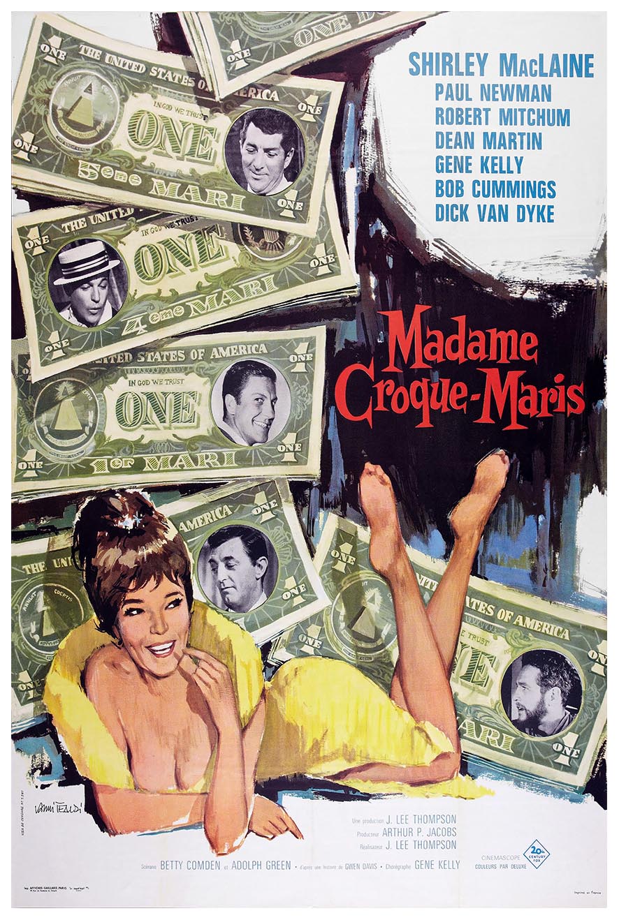 What a Way to Go! 1964 - French - Robert Mitchum - Vintage Classic Movie Poster