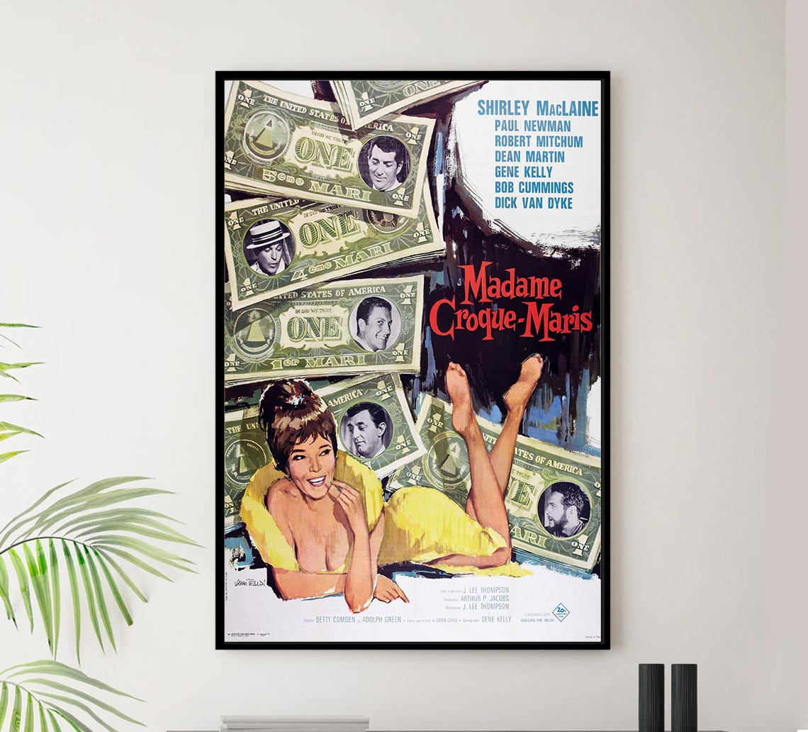 What a Way to Go! 1964 - French - Robert Mitchum - Vintage Classic Movie Poster