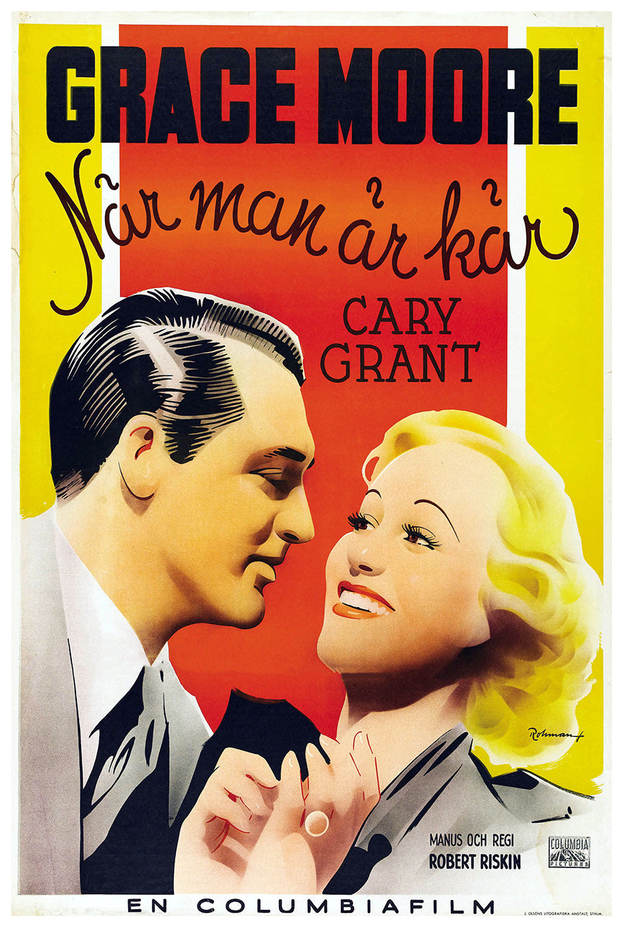 When You're in Love 1937 - Cary Grant - Sweden - Classic Movie Poster