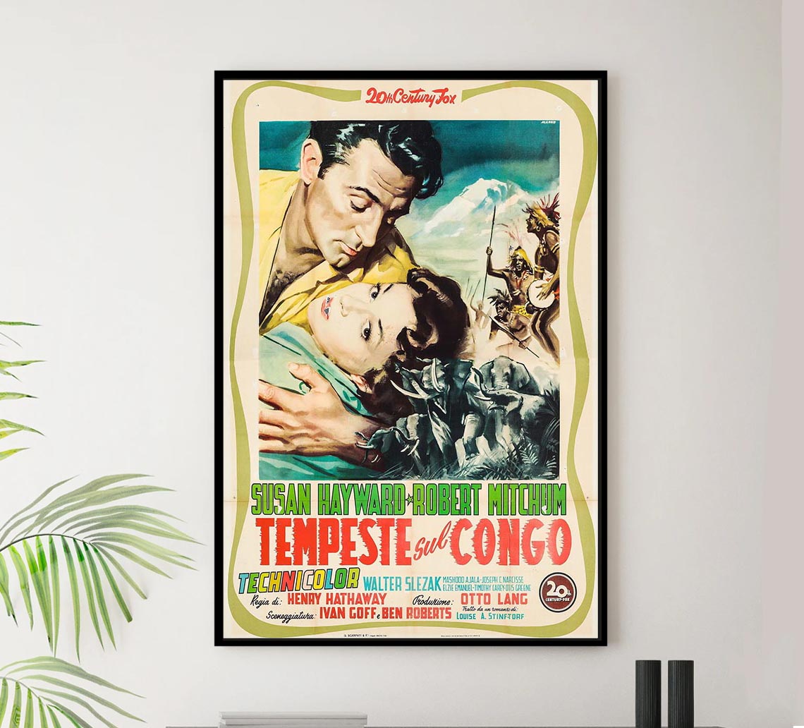 White Witch Doctor 1953 - Italian - Robert Mitchum - Vintage Classic Movie Poster