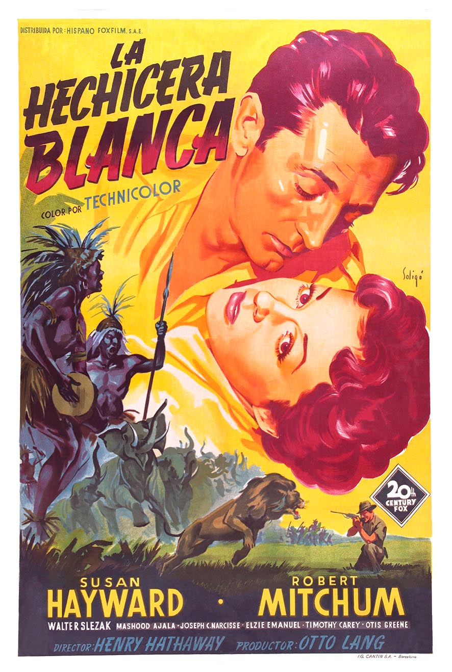 White Witch Doctor 1953 - Spain - Robert Mitchum - Vintage Classic Movie Poster