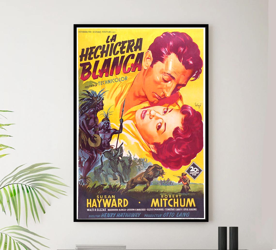 White Witch Doctor 1953 - Spain - Robert Mitchum - Vintage Classic Movie Poster