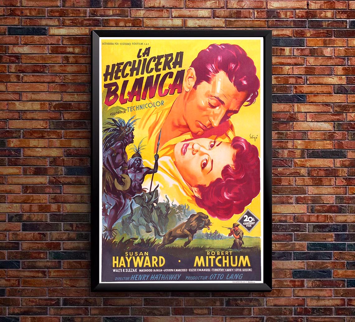 White Witch Doctor 1953 - Spain - Robert Mitchum - Vintage Classic Movie Poster