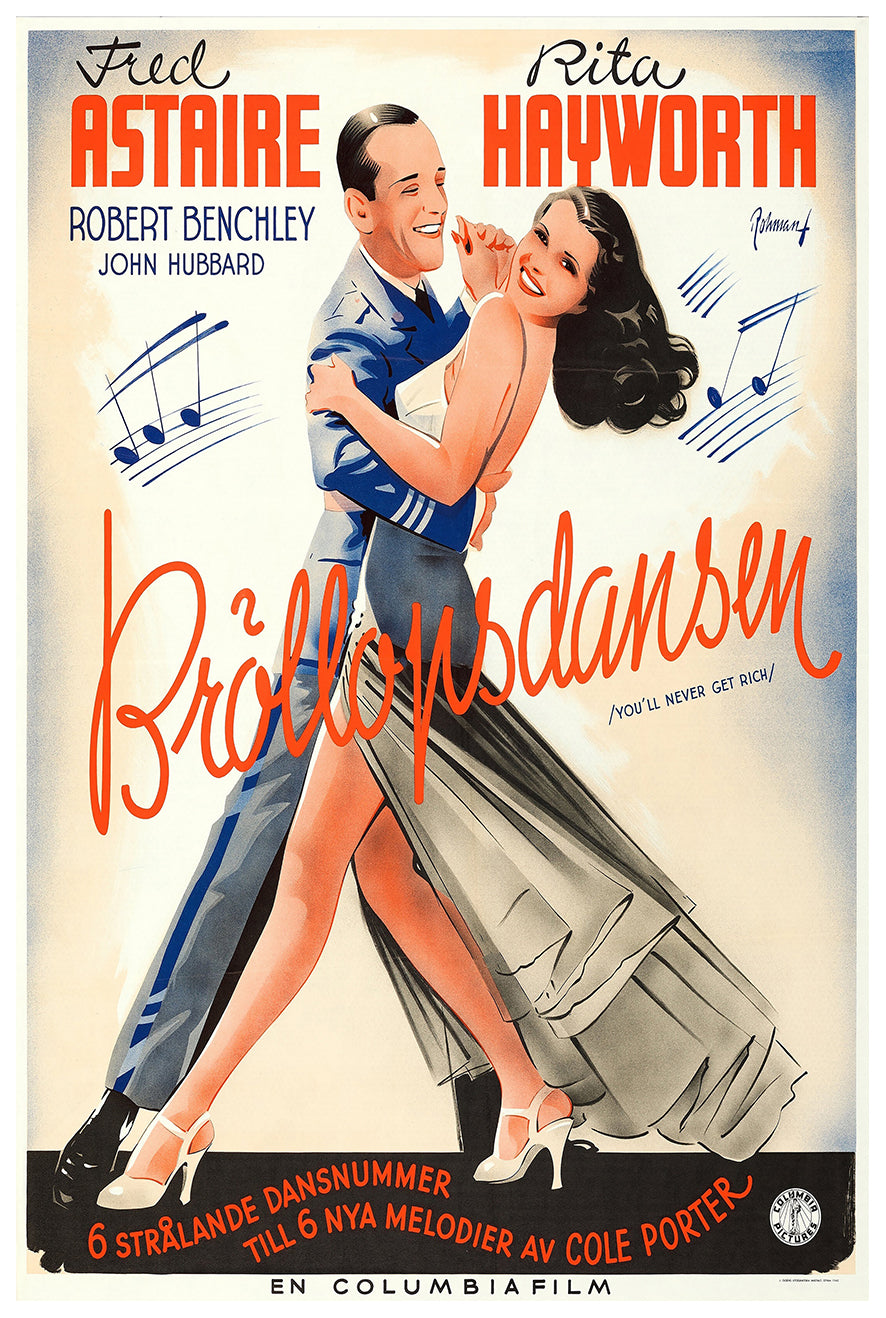 You'll Never Get Rich 1941 - Fred Astaire - Sweden - Classic Movie Poster