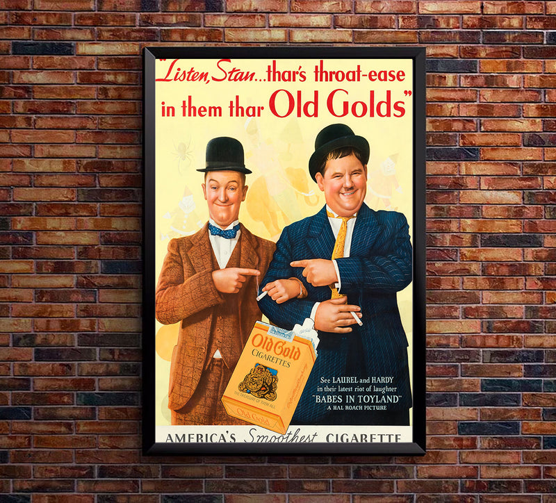 Laurel and Hardy - Cigarette - Vintage Advertising Poster