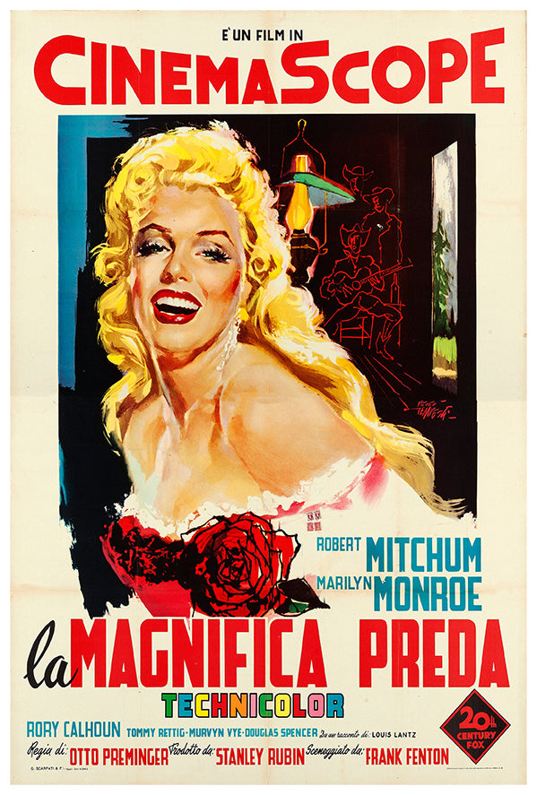 River of No Return - Marilyn Monroe - 1954 - Italian - Vintage Movie Poster