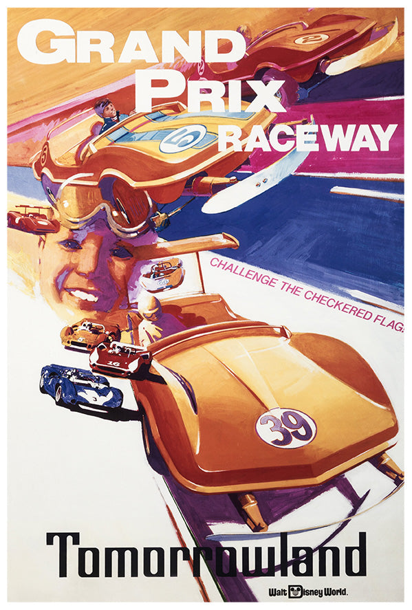 Grand Prix Raceway - Attraction - Walt Disney World - Vintage Disney Poster