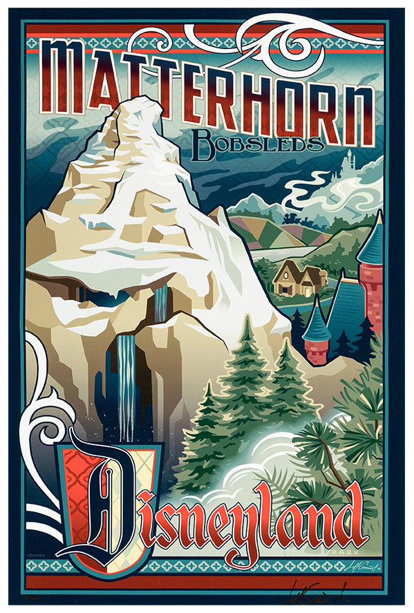 Matterhorn - Attraction - Disneyland - Vintage Disney Poster