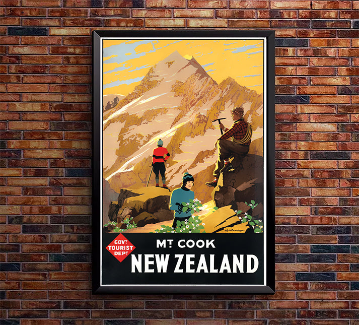 New Zealand - Mt Cook - Vintage Travel Poster