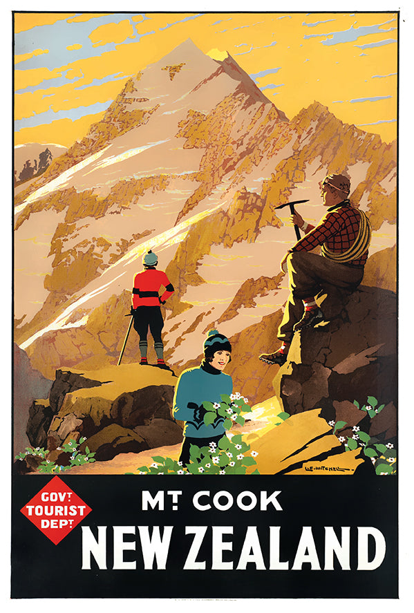 New Zealand - Mt Cook - Vintage Travel Poster