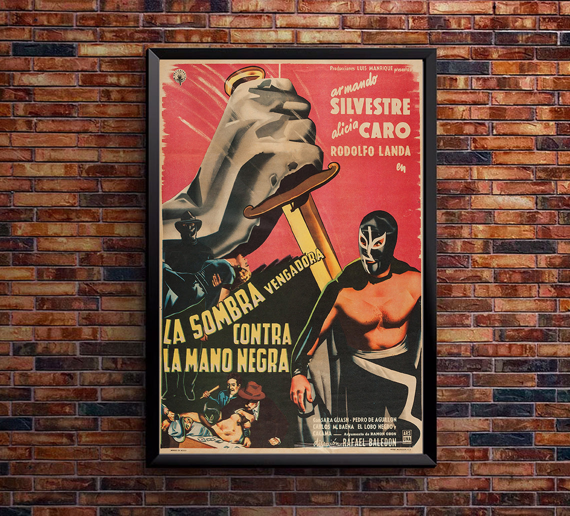 La Sombra vs The Black Hand - Lucha Mexican Wrestling Poster