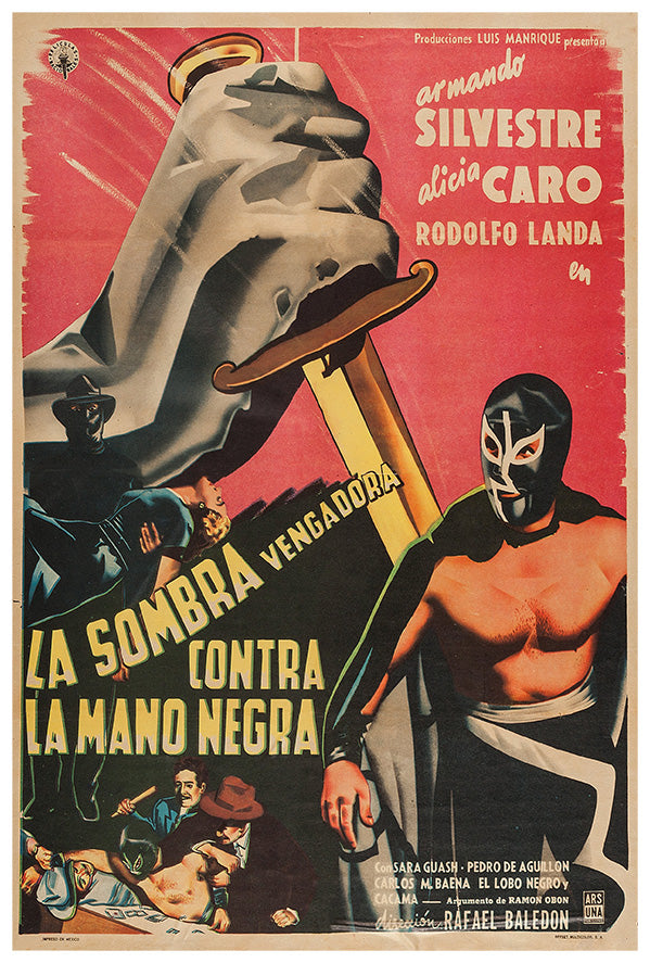 La Sombra vs The Black Hand - Lucha Mexican Wrestling Poster