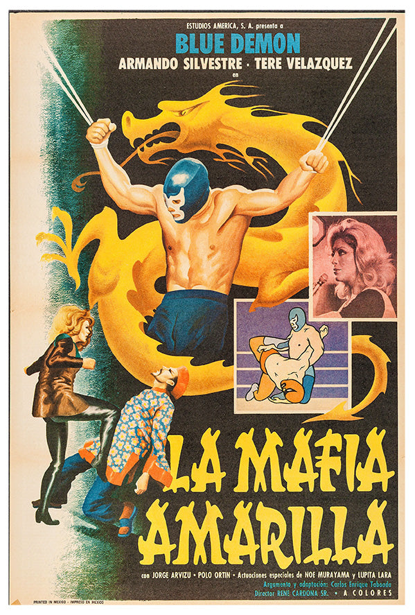 The Yellow Mafia - Blue Demon - Lucha Mexican Wrestling Poster