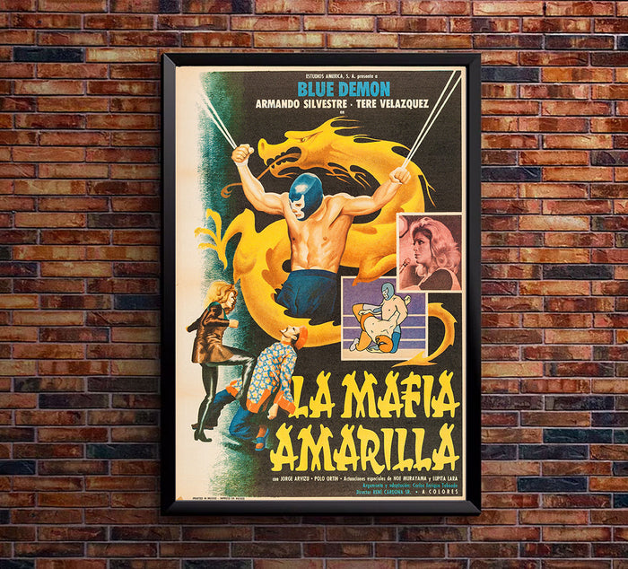 The Yellow Mafia - Blue Demon - Lucha Mexican Wrestling Poster