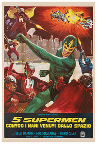 Five Supermen - Blue Demon - Mil Mascaras - Lucha Mexican Wrestling Poster