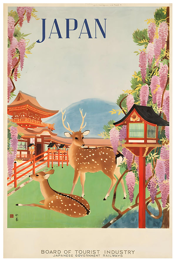 Japan - Serene Nara - Vintage Travel Poster